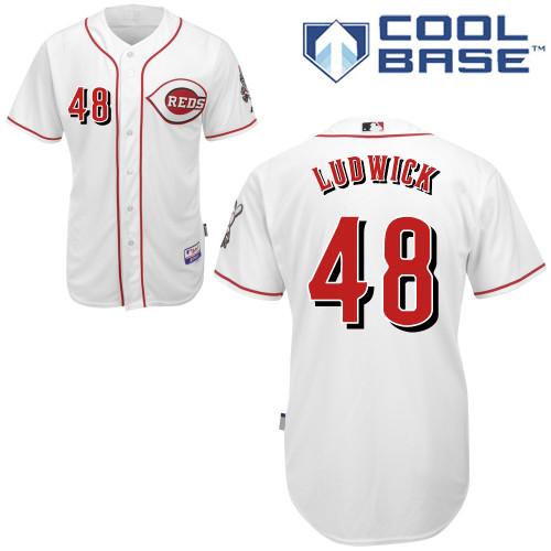 Ryan Ludwick #48 MLB Jersey-Cincinnati Reds Men's Authentic Home White Cool Base Baseball Jersey